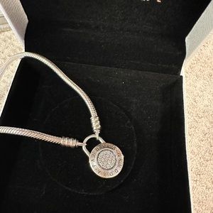 AUTHENTIC PANDORA BRACELET SMOOTH CHARM BRACELET SIGNATURE PADLOCK CLASP